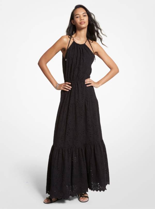 Damske Saty Michael Kors Eyelet Cotton Halter Čierne - Oblecenie Michael Kors Outlet | XFLRS-3502
